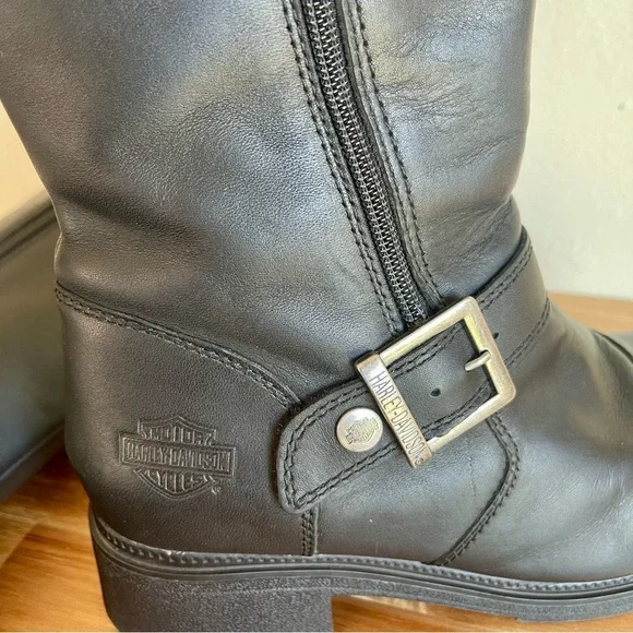 Harley-Davison Women’s Hetcheson Black Leather Moto Riding Boots Sz 8